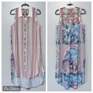 Aratta‎ Sleeveless Embroidered Patchwork Duster Size Medium